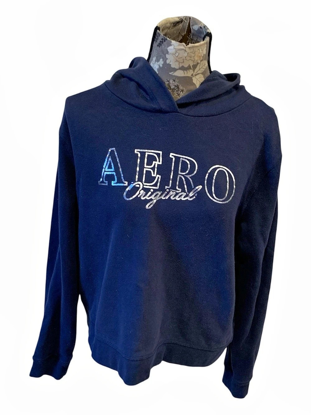 AEROPOSTALE Aero Original Graphic Hoodie Navy Blue Size Large